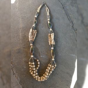 Vintage 1980's Brass & Bone Necklace